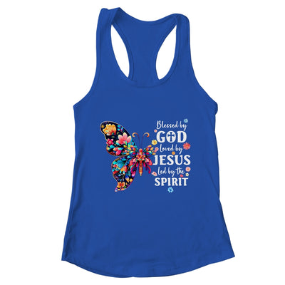 Blessed By God Loved By Jesus Floral Butterfly Christian Shirt & Tank Top | teecentury