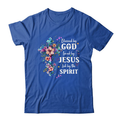 Blessed By God Loved By Jesus Floral Cross Christian Shirt & Tank Top | teecentury