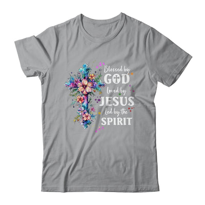 Blessed By God Loved By Jesus Floral Cross Christian Shirt & Tank Top | teecentury