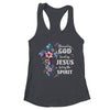 Blessed By God Loved By Jesus Floral Cross Christian Shirt & Tank Top | teecentury