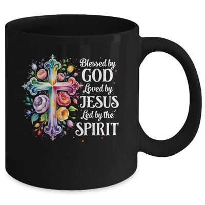 Blessed By God Loved By Jesus Flowers Cross Christian Women Mug | teecentury