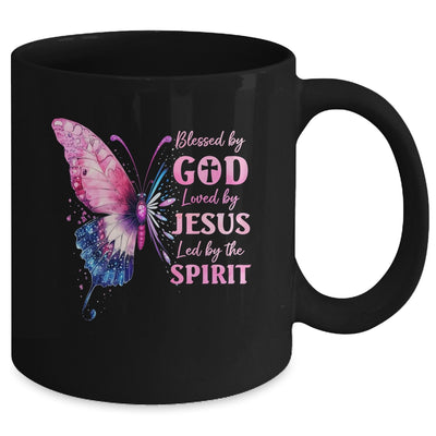 Blessed By God Loved By Jesus Pink Butterfly Christian Mug | teecentury
