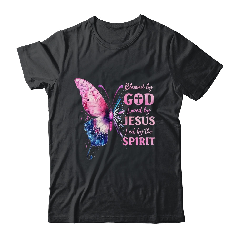 Blessed By God Loved By Jesus Pink Butterfly Christian Shirt & Hoodie | teecentury