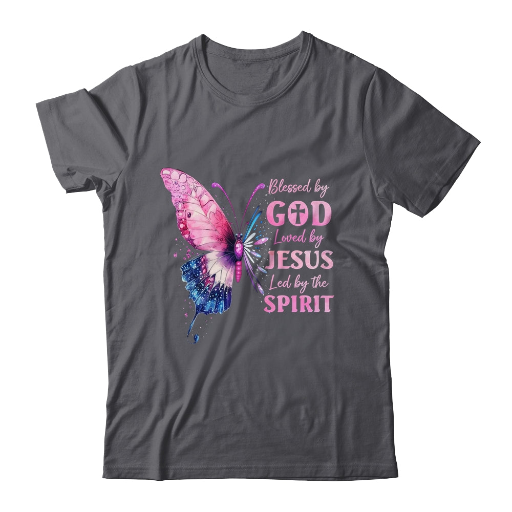 Blessed By God Loved By Jesus Pink Butterfly Christian Shirt & Hoodie | teecentury