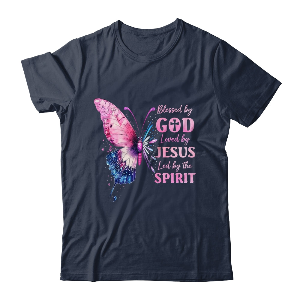 Blessed By God Loved By Jesus Pink Butterfly Christian Shirt & Hoodie | teecentury