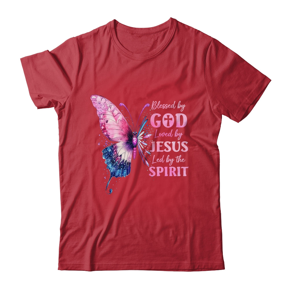 Blessed By God Loved By Jesus Pink Butterfly Christian Shirt & Hoodie | teecentury