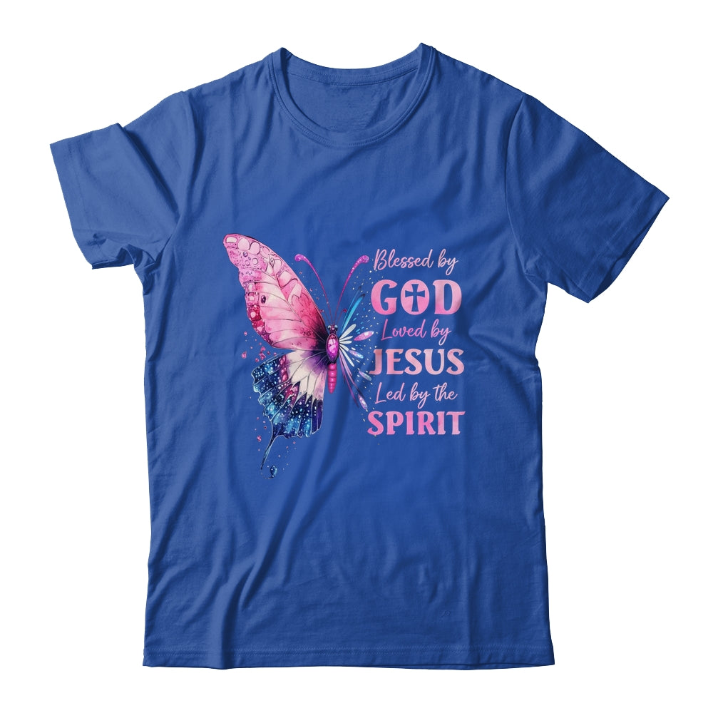 Blessed By God Loved By Jesus Pink Butterfly Christian Shirt & Hoodie | teecentury