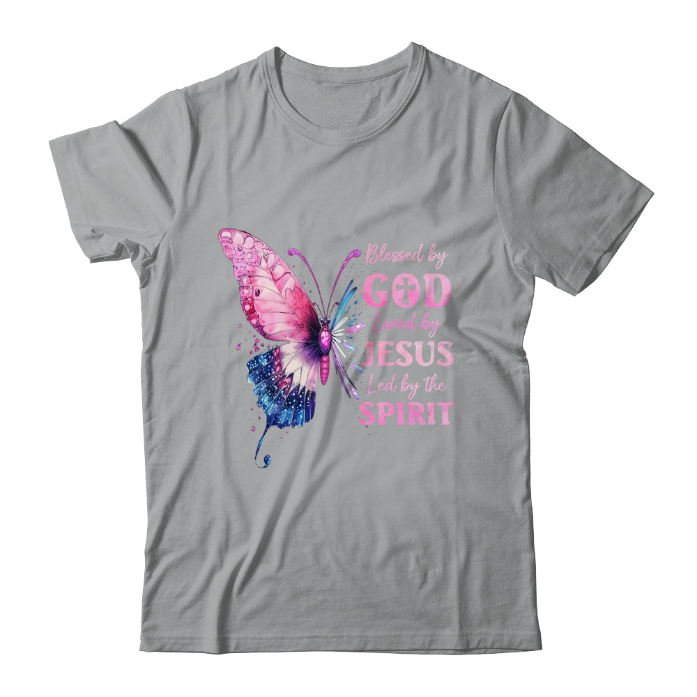 Blessed By God Loved By Jesus Pink Butterfly Christian Shirt & Hoodie | teecentury