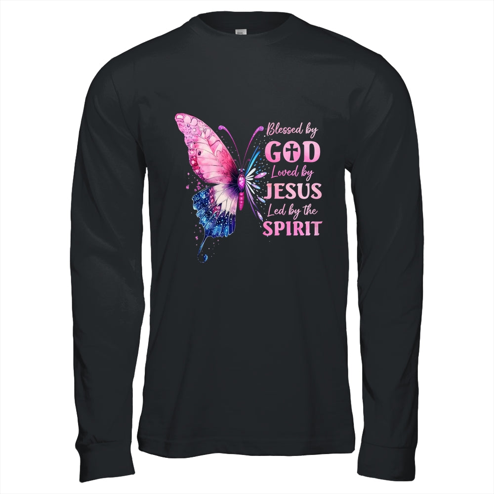 Blessed By God Loved By Jesus Pink Butterfly Christian Shirt & Hoodie | teecentury