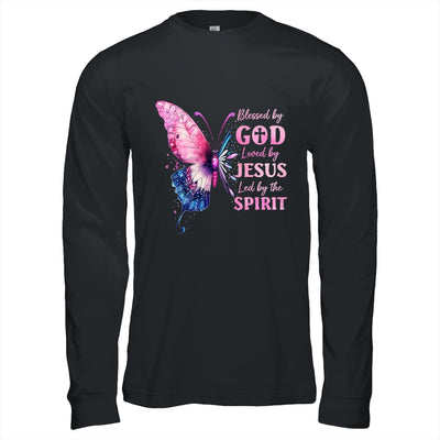 Blessed By God Loved By Jesus Pink Butterfly Christian Shirt & Hoodie | teecentury
