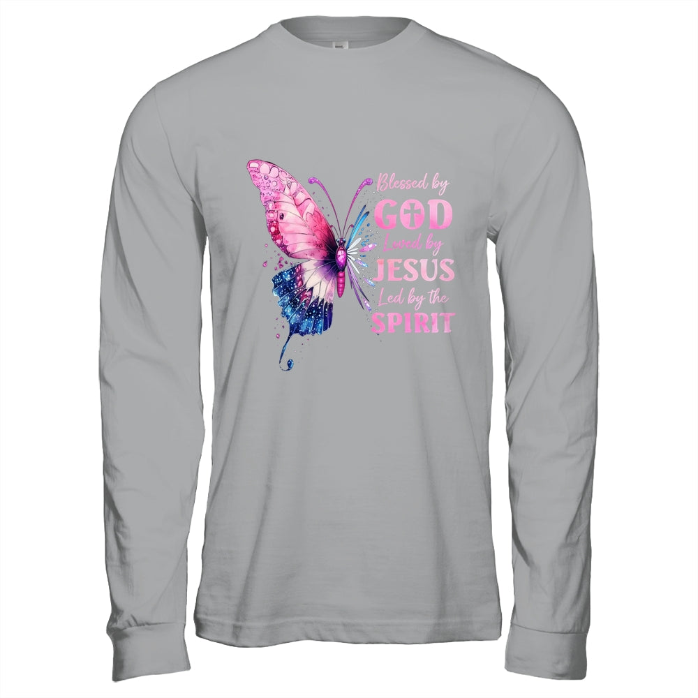 Blessed By God Loved By Jesus Pink Butterfly Christian Shirt & Hoodie | teecentury