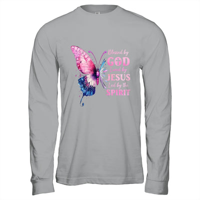 Blessed By God Loved By Jesus Pink Butterfly Christian Shirt & Hoodie | teecentury