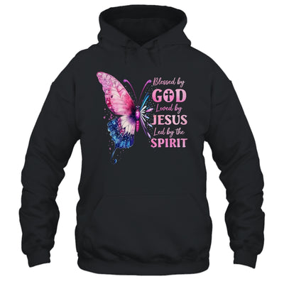 Blessed By God Loved By Jesus Pink Butterfly Christian Shirt & Hoodie | teecentury