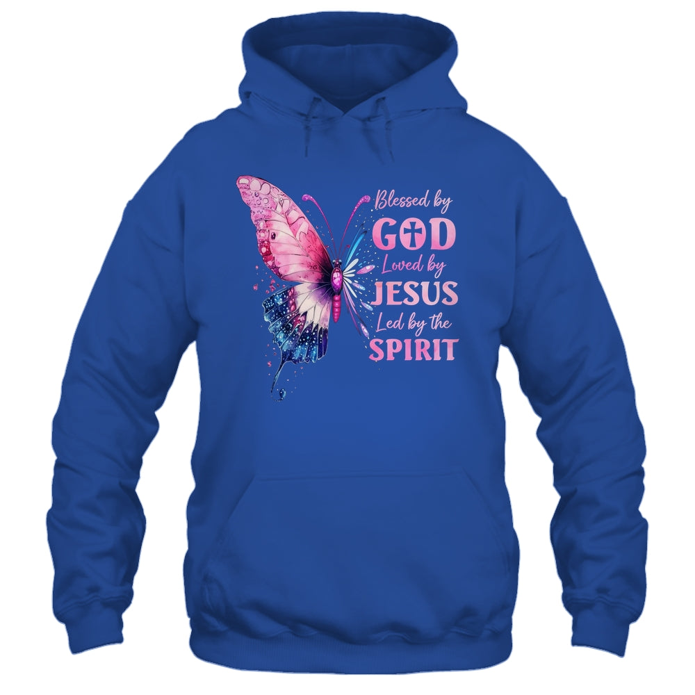 Blessed By God Loved By Jesus Pink Butterfly Christian Shirt & Hoodie | teecentury