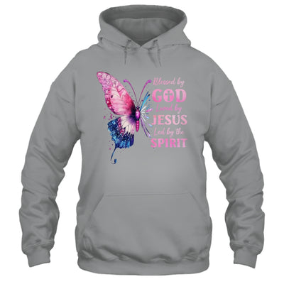 Blessed By God Loved By Jesus Pink Butterfly Christian Shirt & Hoodie | teecentury