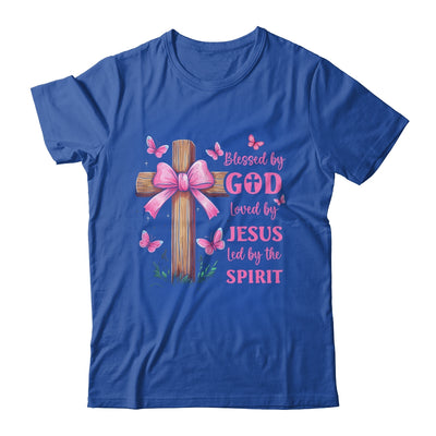 Blessed By God Loved By Jesus Pink Coquette Bow And Cross Shirt & Hoodie | teecentury