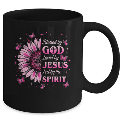 Blessed By God Loved By Jesus Pink Sunflower Christian Mug | teecentury