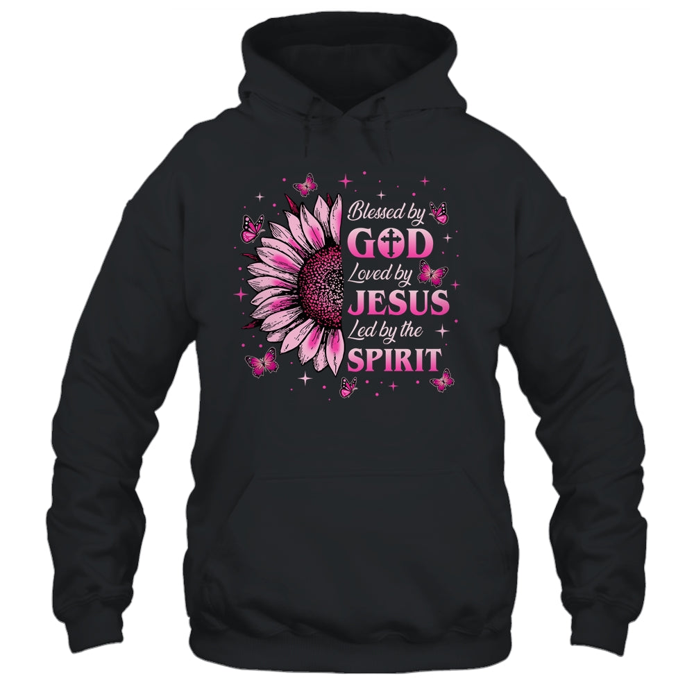 Blessed By God Loved By Jesus Pink Sunflower Christian Shirt & Tank Top | teecentury