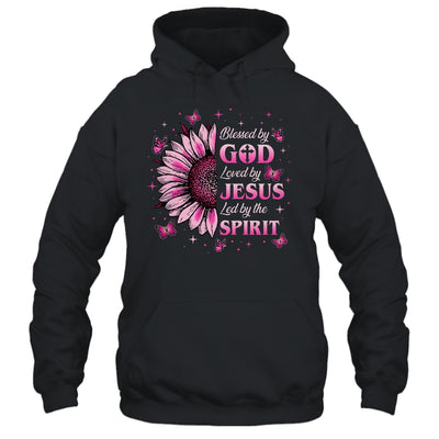 Blessed By God Loved By Jesus Pink Sunflower Christian Shirt & Tank Top | teecentury
