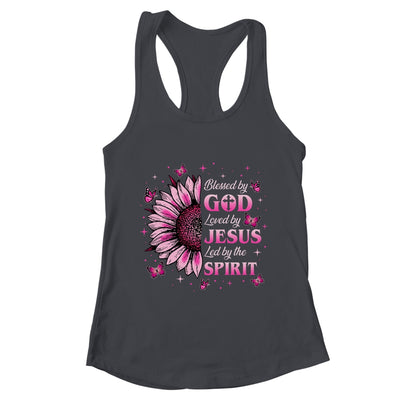 Blessed By God Loved By Jesus Pink Sunflower Christian Shirt & Tank Top | teecentury