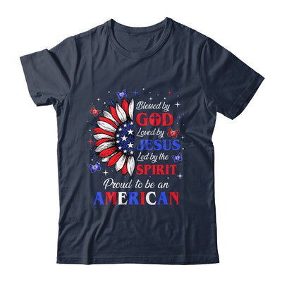 Blessed By God Loved By Jesus Proud American Sunflower Shirt & Tank Top | teecentury