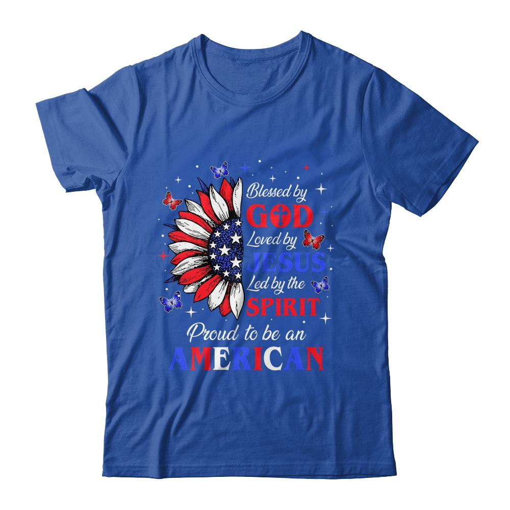 Blessed By God Loved By Jesus Proud American Sunflower Shirt & Tank Top | teecentury