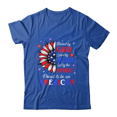 Blessed By God Loved By Jesus Proud American Sunflower Shirt & Tank Top | teecentury