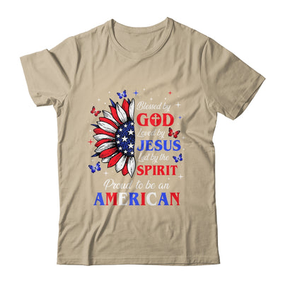 Blessed By God Loved By Jesus Proud American Sunflower Shirt & Tank Top | teecentury