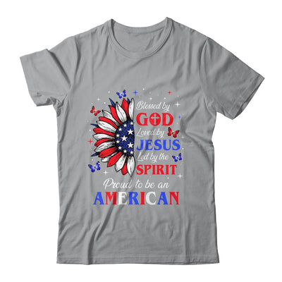 Blessed By God Loved By Jesus Proud American Sunflower Shirt & Tank Top | teecentury