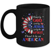 Blessed By God Loved By Jesus Proud American Sunflower Mug | teecentury