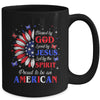 Blessed By God Loved By Jesus Proud American Sunflower Mug | teecentury