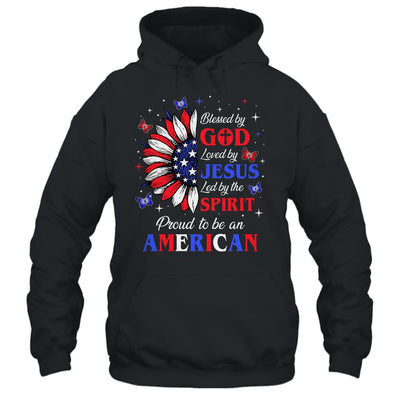 Blessed By God Loved By Jesus Proud American Sunflower Shirt & Tank Top | teecentury
