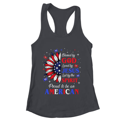 Blessed By God Loved By Jesus Proud American Sunflower Shirt & Tank Top | teecentury