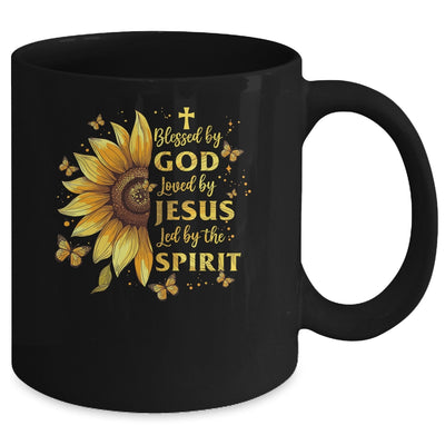 Blessed By God Loved By Jesus Sunflower Christian Mug | teecentury