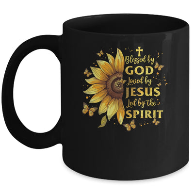 Blessed By God Loved By Jesus Sunflower Christian Mug | teecentury
