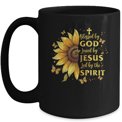 Blessed By God Loved By Jesus Sunflower Christian Mug | teecentury