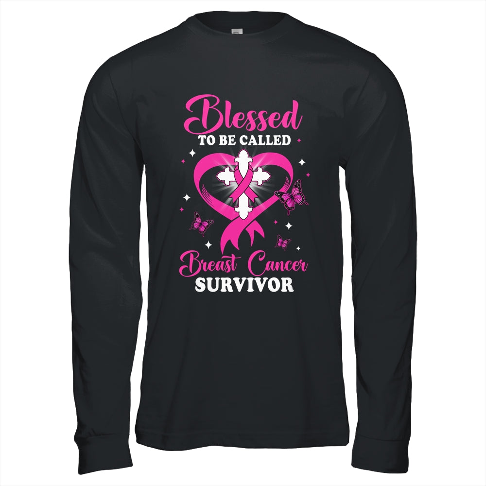 Blessed To Be Called Breast Cancer Survivor Butterfly Pink Shirt & Hoodie | teecentury