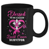 Blessed To Be Called Breast Cancer Survivor Butterfly Pink Mug | teecentury
