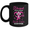 Blessed To Be Called Breast Cancer Survivor Butterfly Pink Mug | teecentury