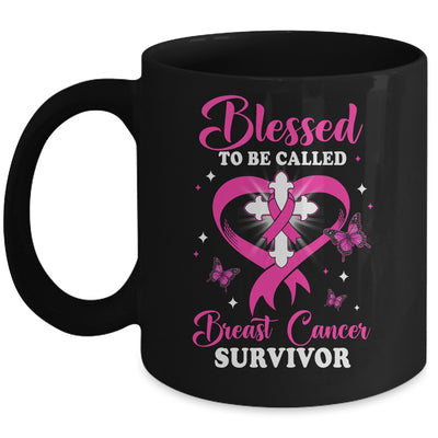 Blessed To Be Called Breast Cancer Survivor Butterfly Pink Mug | teecentury