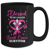 Blessed To Be Called Breast Cancer Survivor Butterfly Pink Mug | teecentury