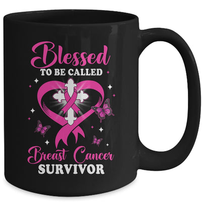 Blessed To Be Called Breast Cancer Survivor Butterfly Pink Mug | teecentury