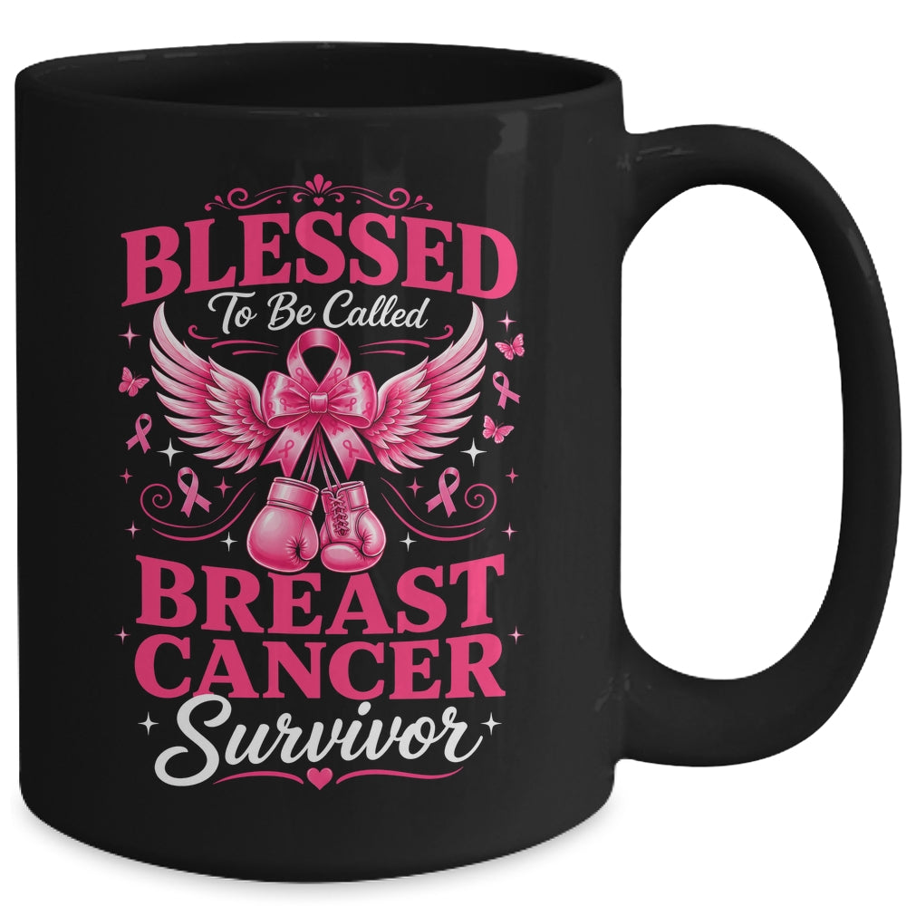 Blessed To Be Called Breast Cancer Survivor Pink Ribbon Mug | teecentury