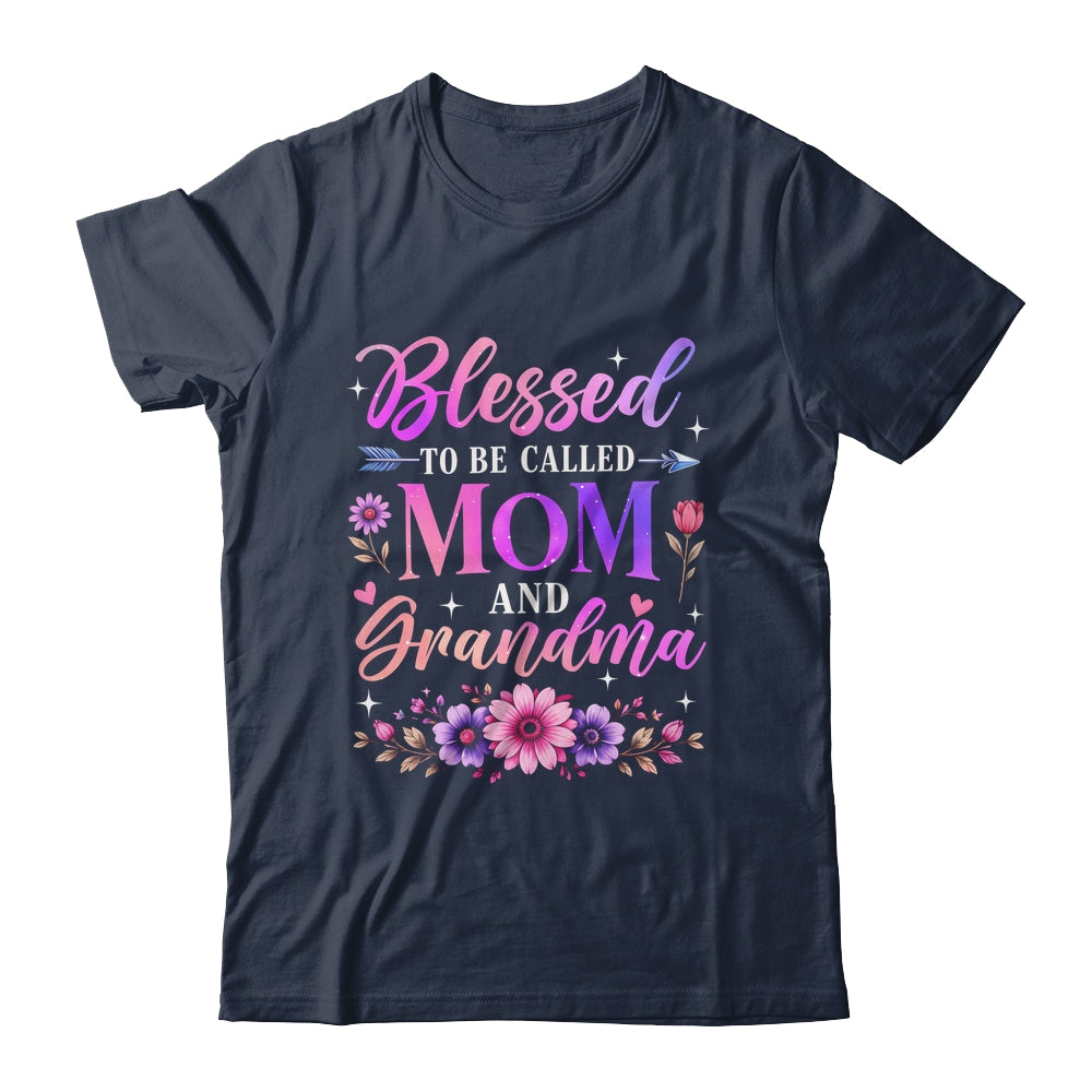 Blessed To Be Called Mom And Grandma Floral Grandmother Mom Shirt & Tank Top | teecentury