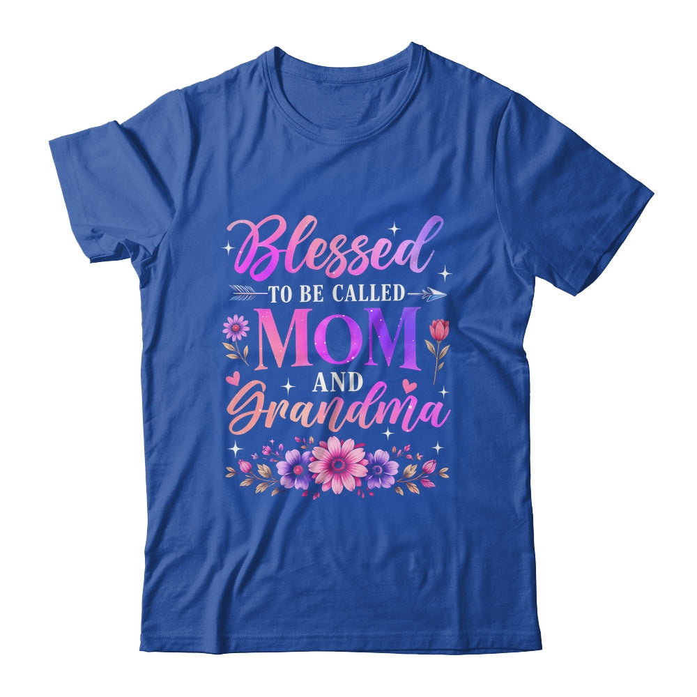 Blessed To Be Called Mom And Grandma Floral Grandmother Mom Shirt & Tank Top | teecentury