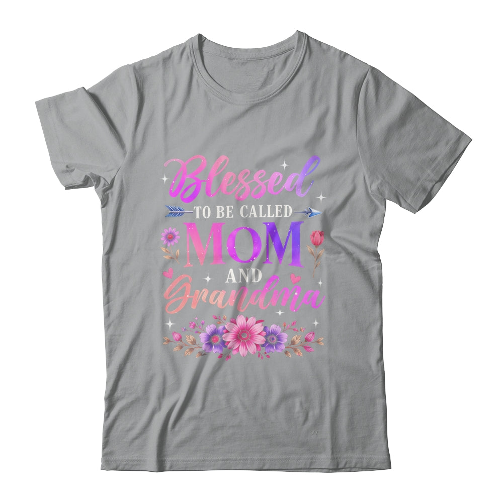 Blessed To Be Called Mom And Grandma Floral Grandmother Mom Shirt & Tank Top | teecentury