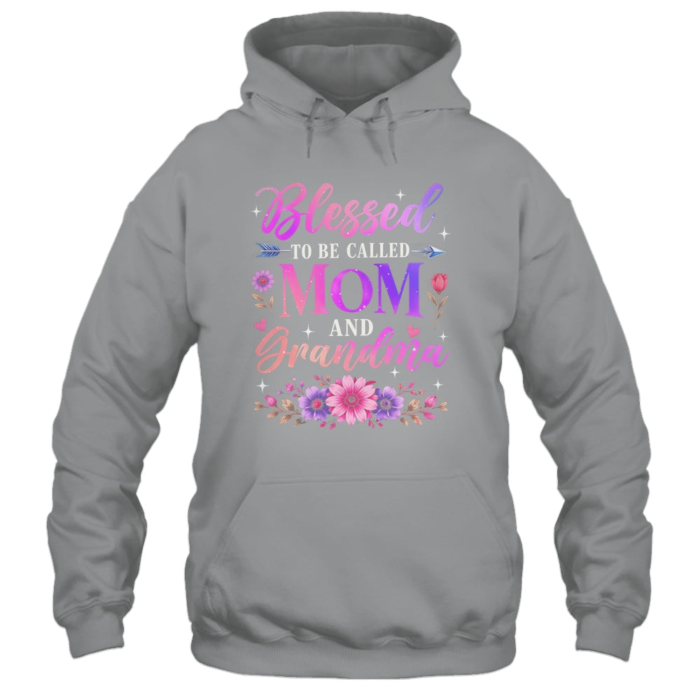 Blessed To Be Called Mom And Grandma Floral Grandmother Mom Shirt & Tank Top | teecentury