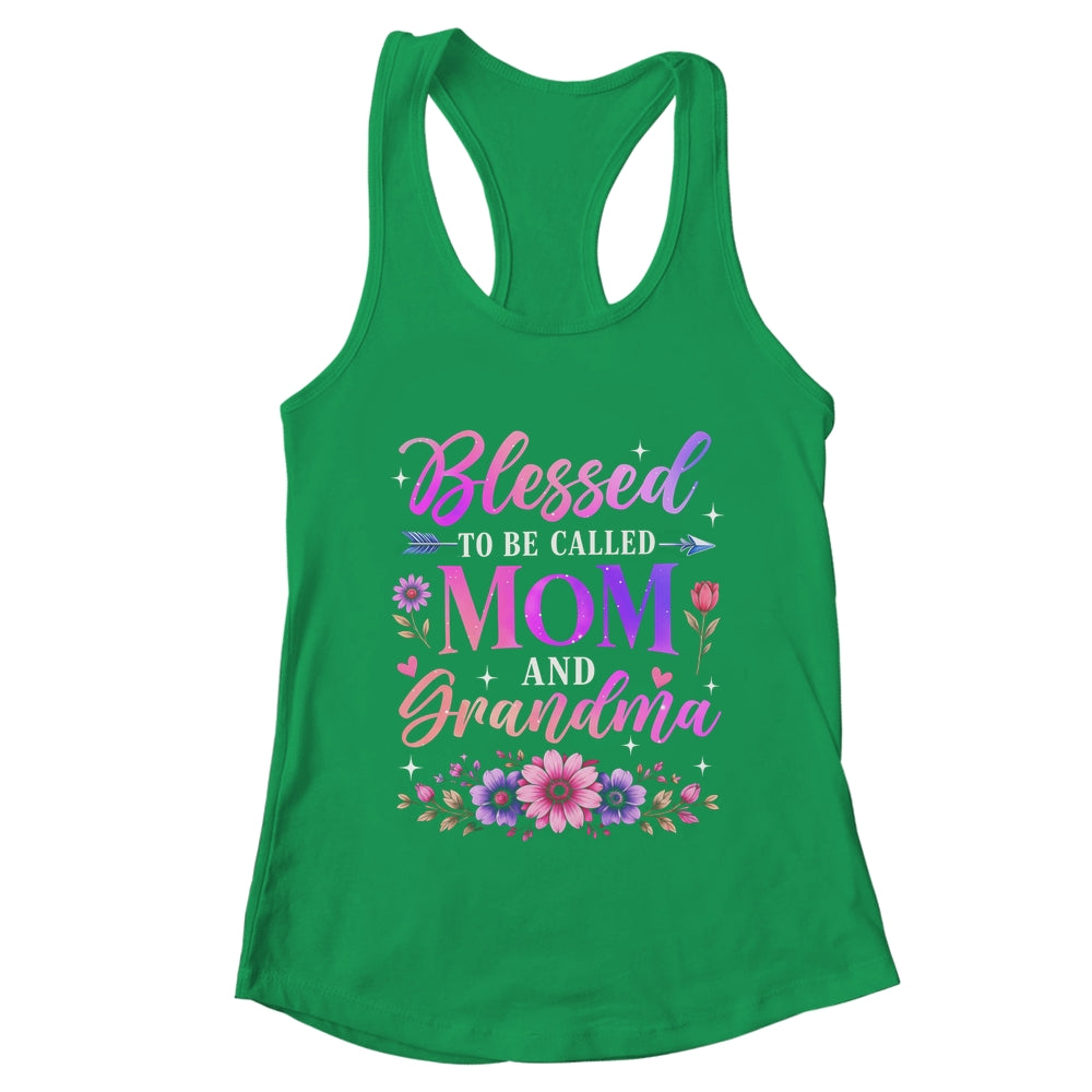 Blessed To Be Called Mom And Grandma Floral Grandmother Mom Shirt & Tank Top | teecentury