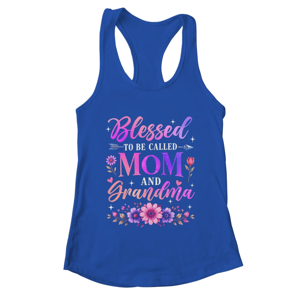 Blessed To Be Called Mom And Grandma Floral Grandmother Mom Shirt & Tank Top | teecentury