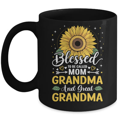 Blessed To Be Called Mom Grandma Great Grandma Mother's Day Sunflower Mug | teecentury